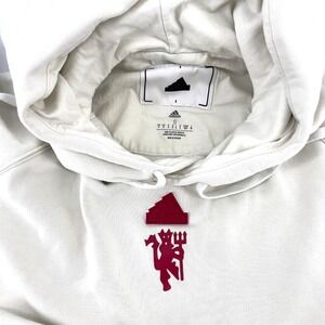 Adidas Manchester United Hoodie Mens Small Cream Sweatshirt ‎ Pullover
